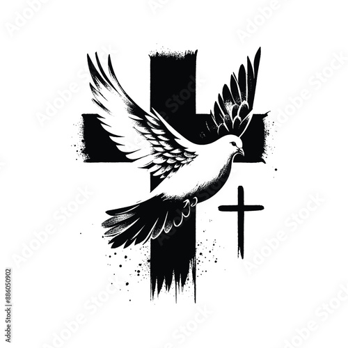 Dove and Cross, Combine the cross with a dove symbolizing the Holy Spirit