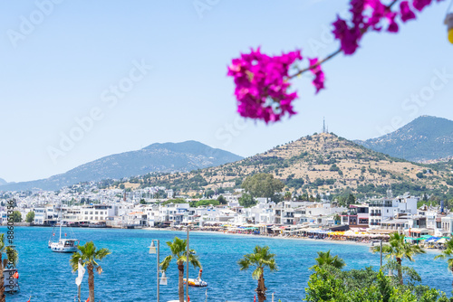 Fototapeta Naklejka Na Ścianę i Meble -  Bodrum City and Coast in the Summer Season Drone Photo, Bodrum Mugla, Turkiye (Turkey)