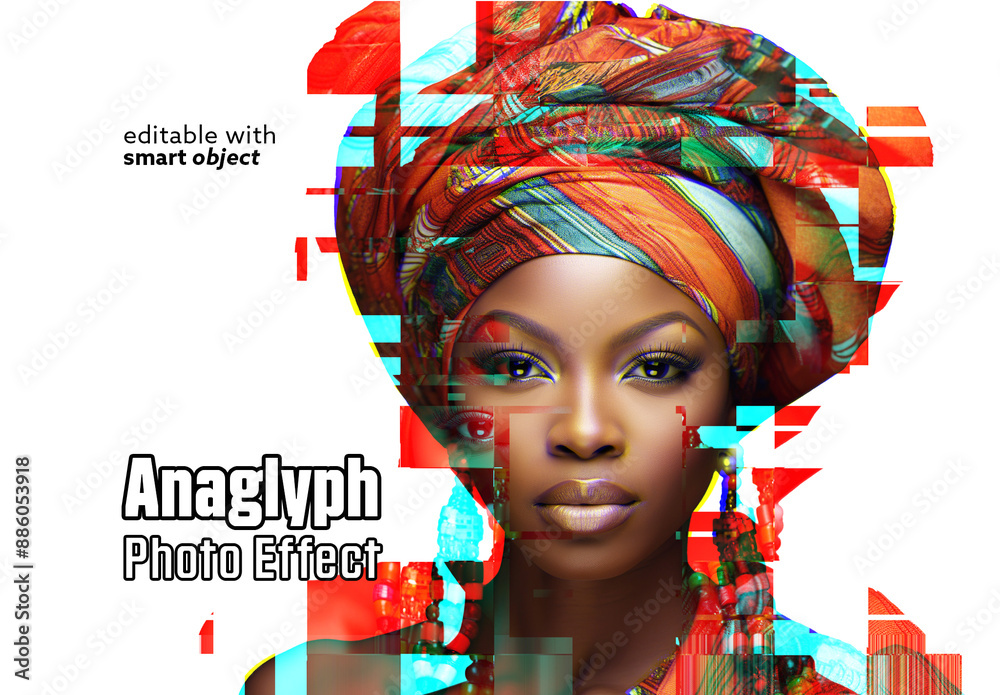 Anaglyph Photo Effect Stock Template | Adobe Stock
