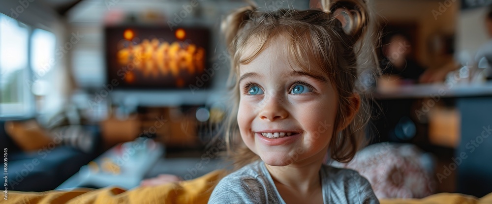 Fototapeta premium A cozy collage of fathers and children watching a movie together, Image Background