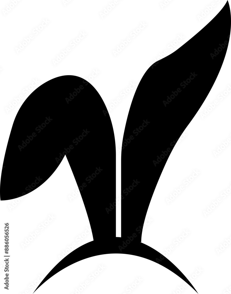 Naklejka premium bunny ears icon, Rabbit ear silhouette, Easter hare pictogram. Cute bunny ears headband for Easter, rabbit costume mask, festive decoration for head. on transparent background, for greeting card.