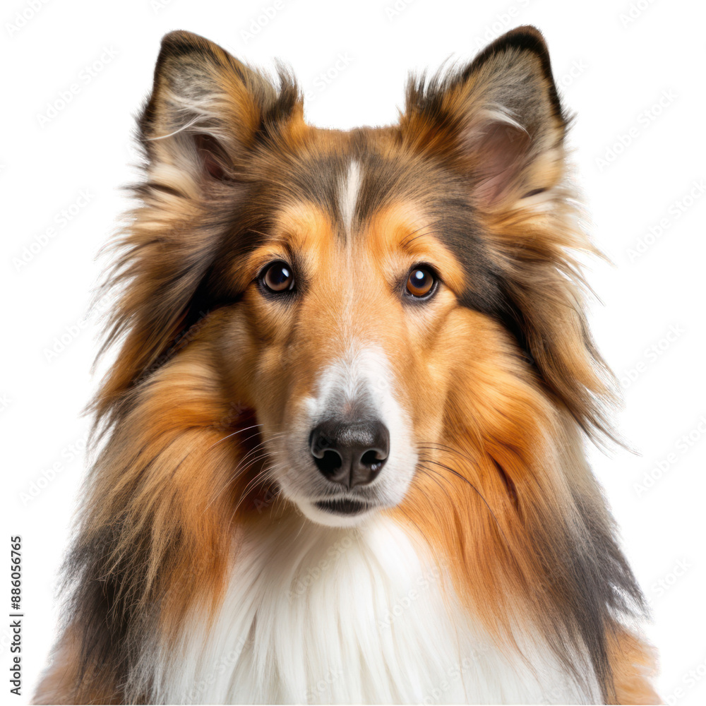 Portrait of the rough collie dog isolated on transparent background Portrait of the rough collie dog isolated on transparent background