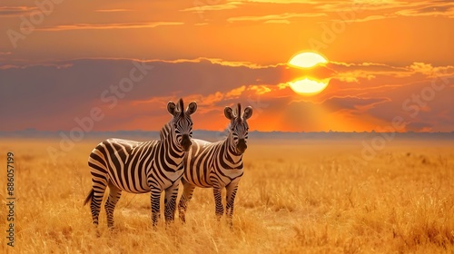 Zebras in the African savanna