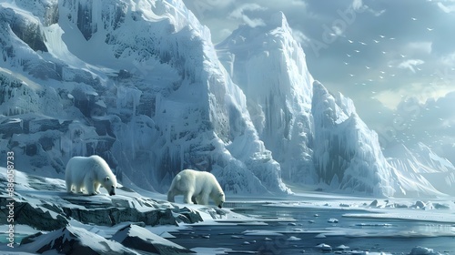 Fototapeta Naklejka Na Ścianę i Meble -  Remote Arctic wilderness with icy landscapes