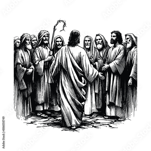Emmaus Road Encounter, Depict the disciples recognizing Jesus after his resurrection