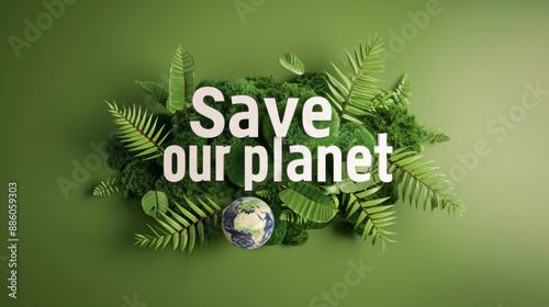 Save our Planet Concept, Environmental Conservation, Global Warming Awareness, Sustainable Future, enewable Energy Solutions, Global Community for Environment Protection photo