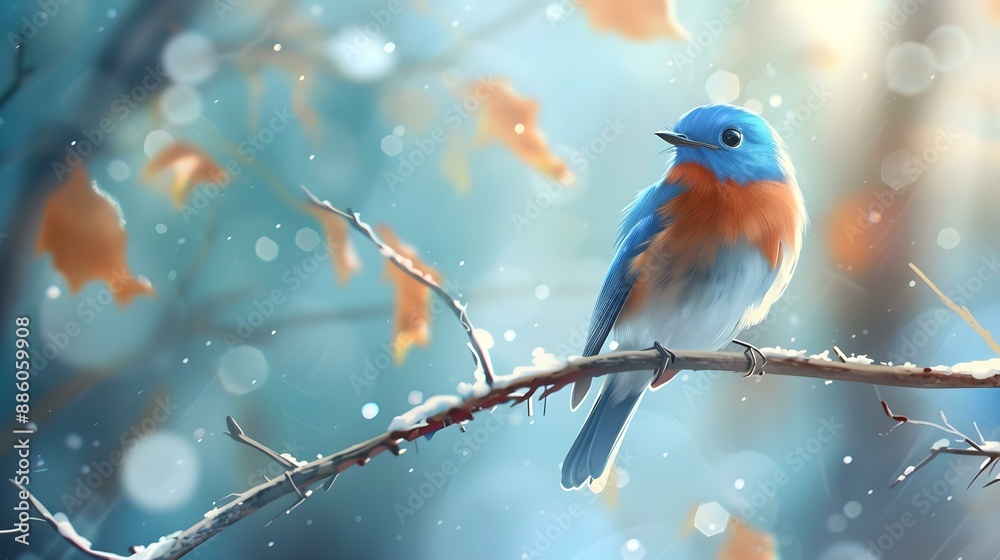 Blue bird perched on a branch Blue bird perched on a branch