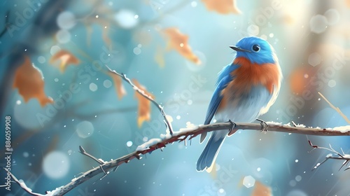 Blue bird perched on a branch