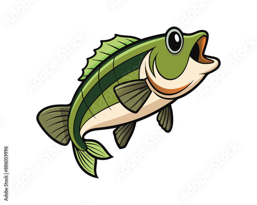 Bass fish silhouette vector art illustration
