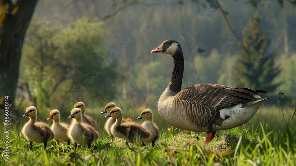 Obraz premium Country Goose Family