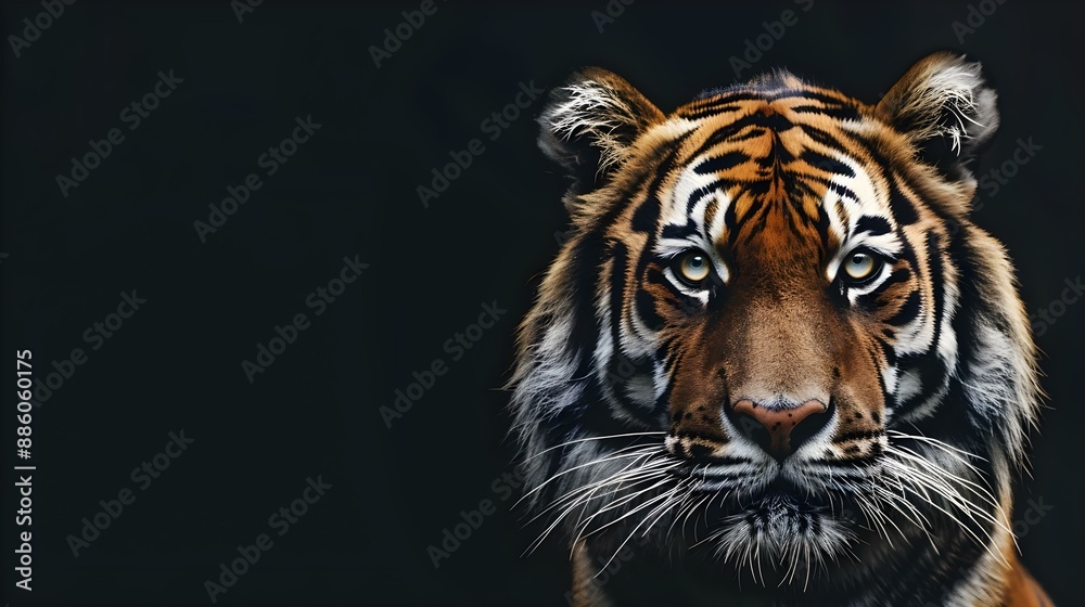 Fototapeta premium Tiger with a black background