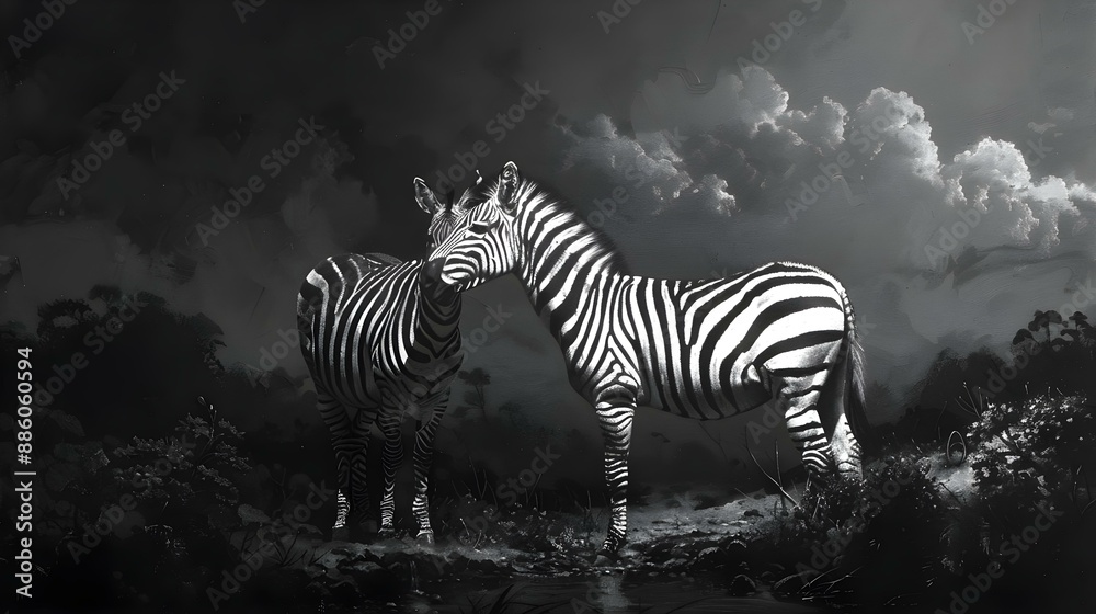 Fototapeta premium Two lonely zebras in the wild