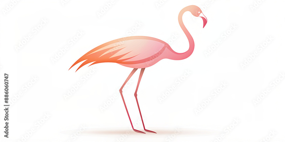 Fototapeta premium A watercolor painting of a flamingo with its signature pink feathers. The bird is standing gracefully, with detailed brush strokes capturing the texture and color of its plumage