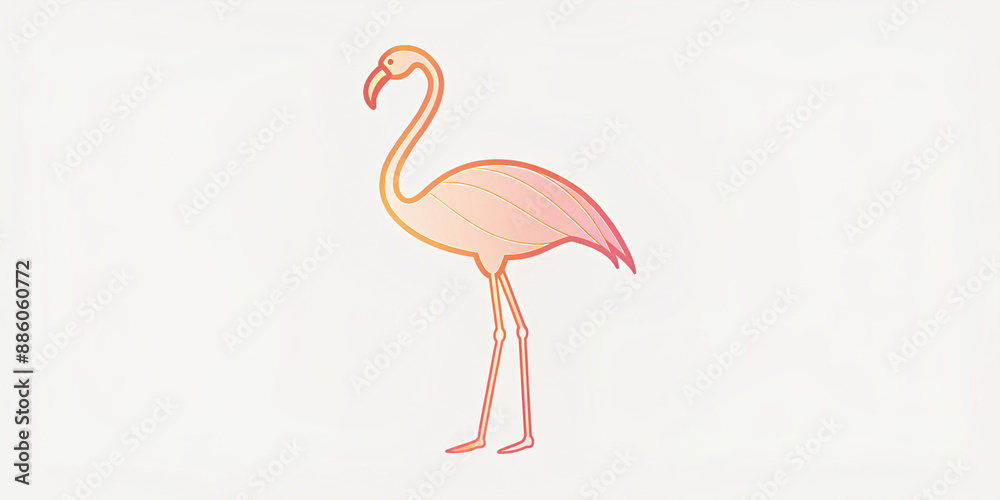 Obraz premium A watercolor painting of a flamingo with its signature pink feathers. The bird is standing gracefully, with detailed brush strokes capturing the texture and color of its plumage
