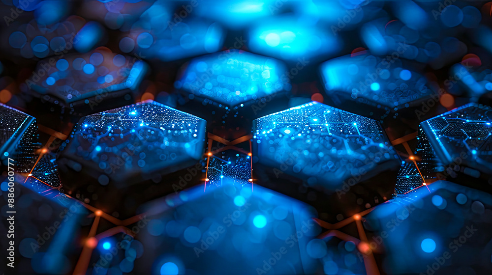 Futuristic Blue Hexagonal Technology Network. Futuristic Blue Hexagonal Technology Network.
