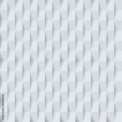 Geometric pattern of 3D squares, light gray, repeating, seamless design. Vector illustration
