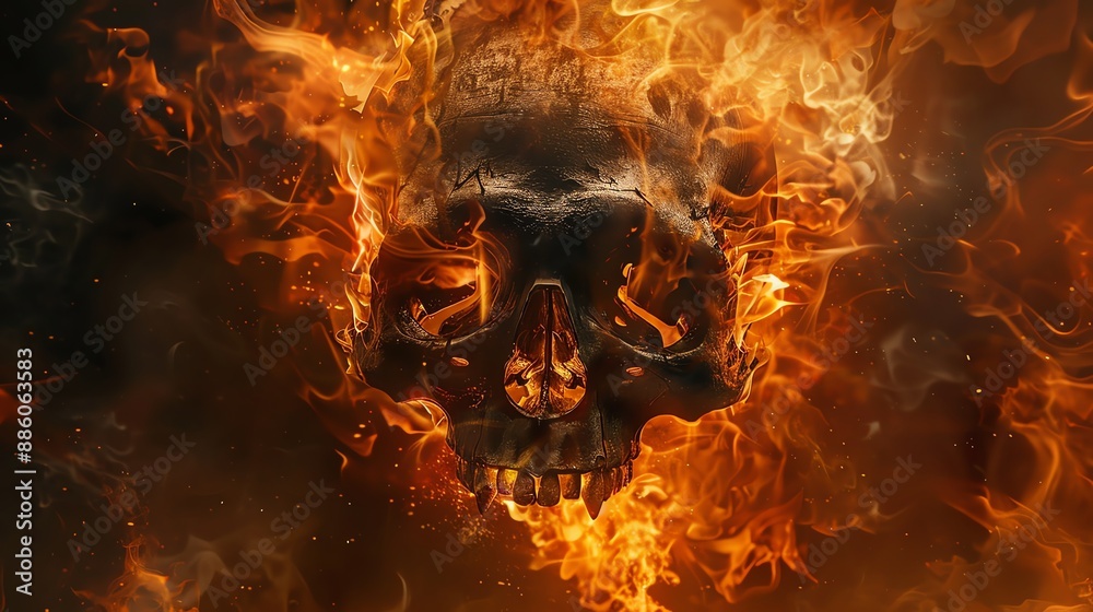 A skull engulfed in fire A skull engulfed in fire