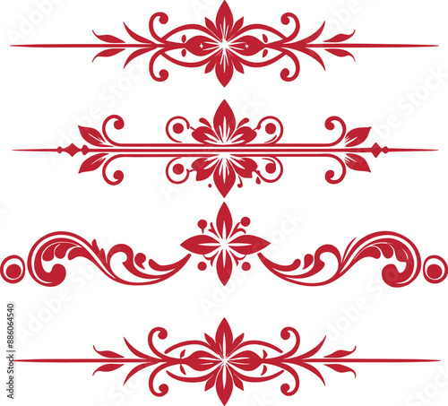 Dividers thin line elements set. Border underline for text page, book, invitation, wedding card, certificate