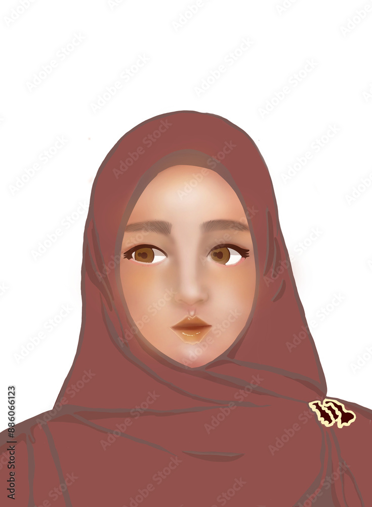 Girl with brown hijab cartoon clipart vector and illustration Girl with brown hijab cartoon clipart vector and illustration