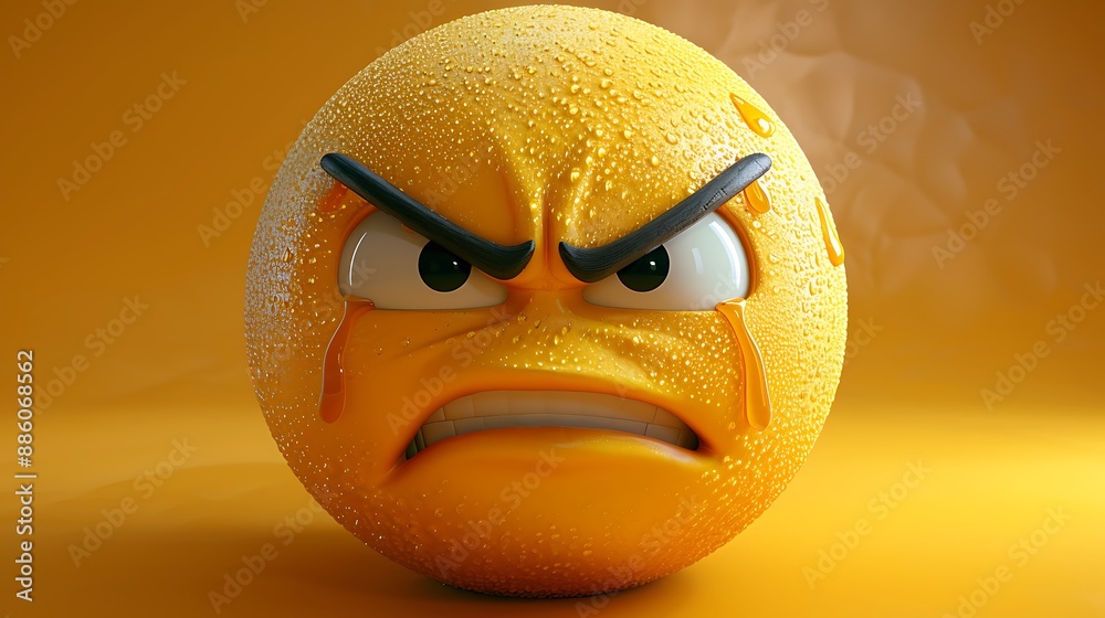 3D emoji face in yellow, depicting a sad expression with visible tears, conveying deep emotions. 3D emoji face in yellow, depicting a sad expression with visible tears, conveying deep emotions.
