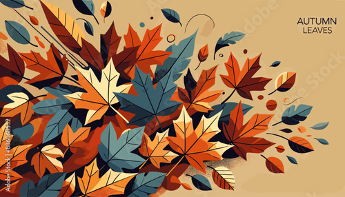 Concept of the image of fallen leaves in autumn. Vector illustration.