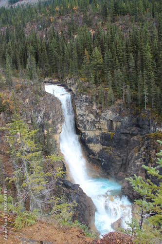 waterfall in the mountains photo