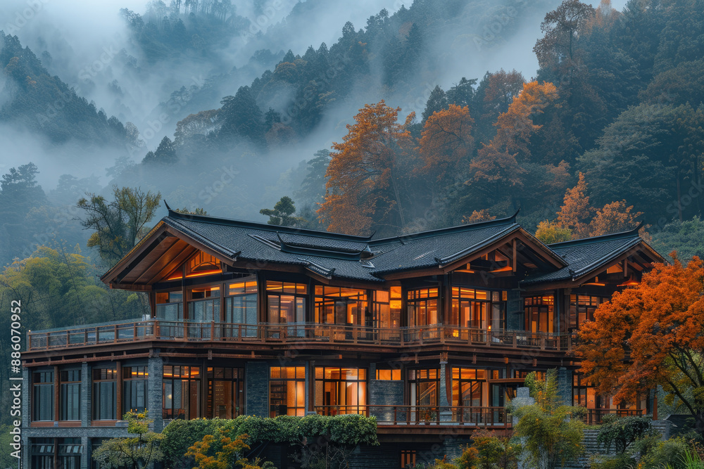 Fototapeta premium The palace in the mountainous area