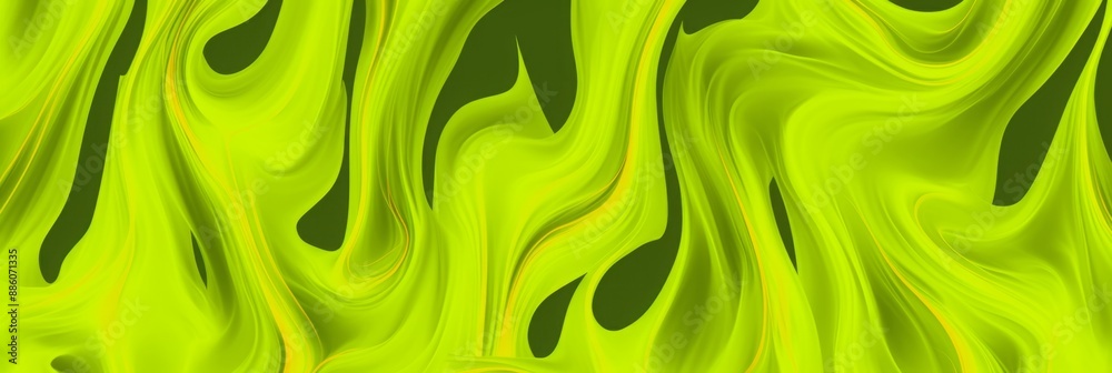 Obraz premium Abstract lime green and dark green swirling marble texture banner for background