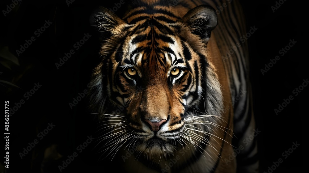 Fototapeta premium Tiger on a black background