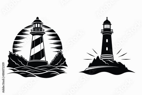Lighthouse silhouette vector illustration