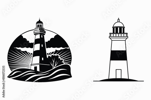 Lighthouse silhouette vector illustration