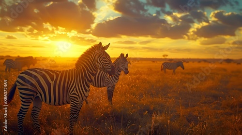 Zebras in the African savanna