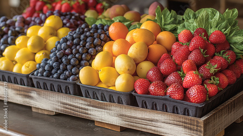 vibrant array of summer's freshest fruits showcased in a promotional display photo