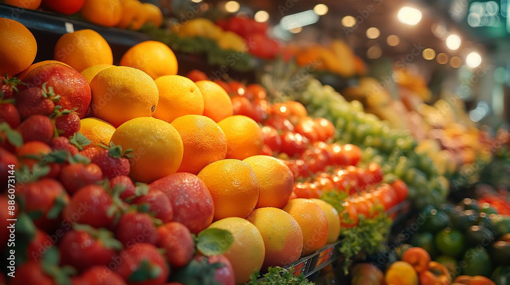 vibrant array of summer's freshest fruits showcased in a promotional display vibrant array of summer's freshest fruits showcased in a promotional display