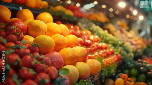 vibrant array of summer's freshest fruits showcased in a promotional display © cyishu