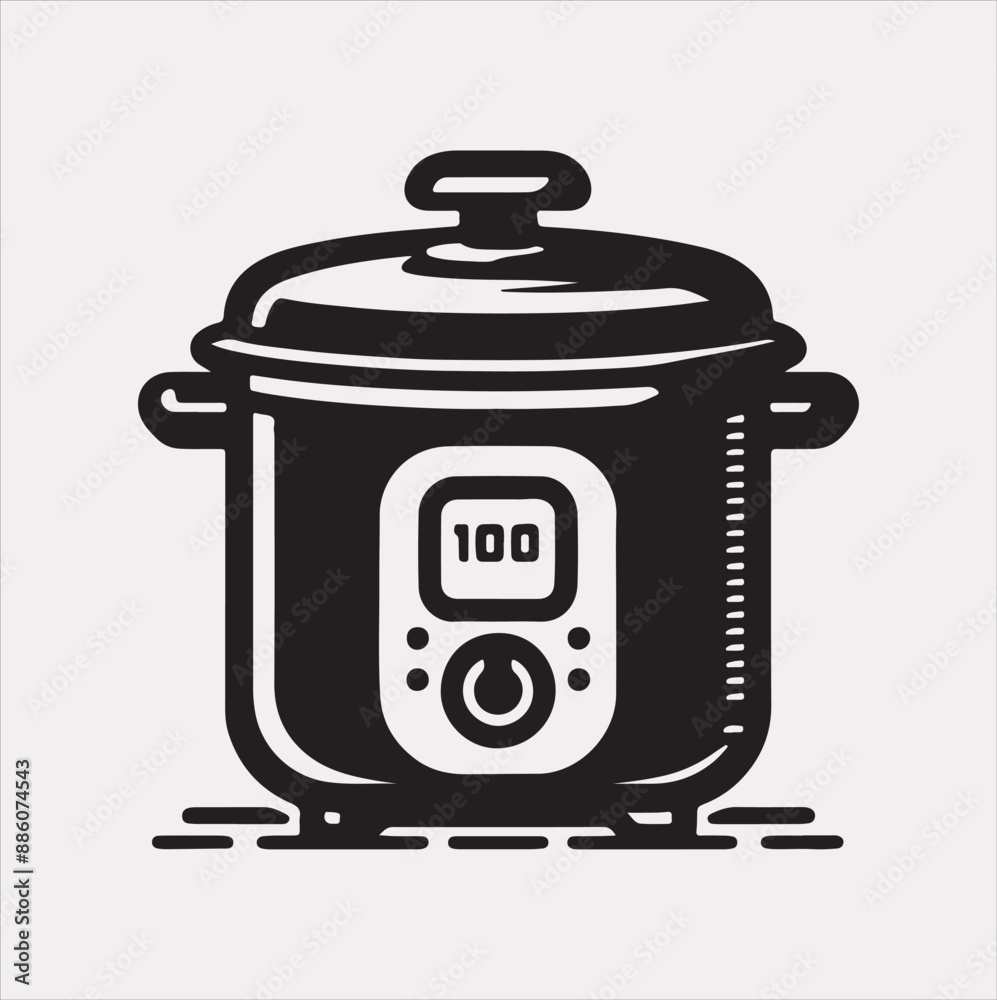 Electric pan Pressure Cooker silhouette vector on a white background Electric pan Pressure Cooker silhouette vector on a white background