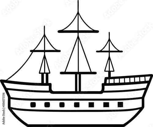 Ship vector illustration colorful line art logo vector
