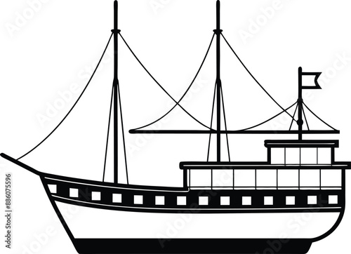 Ship vector illustration. colorful, line art, logo, vector. 