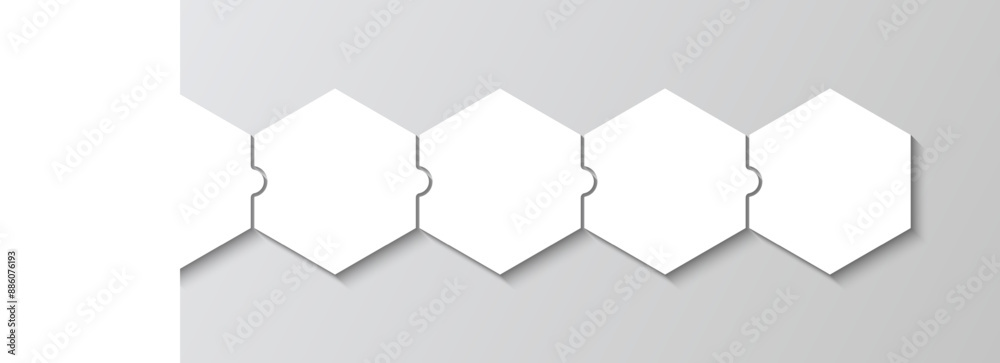 Puzzle diagram grid with 5 pieces in a row. Jigsaw business chain infographic. Process infographics presentation. Business info graphic with steps, parts. Vector illustration Puzzle diagram grid with 5 pieces in a row. Jigsaw business chain infographic. Process infographics presentation. Business info graphic with steps, parts. Vector illustration