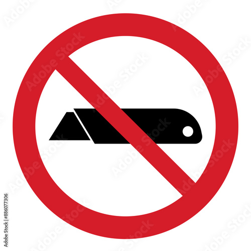 ISO prohibition safety signs_no box cutter-do not use blades symbol and pictogram only size 1 x 1 round shape	
