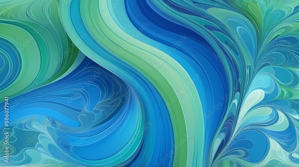 Colorful wavy abstract background with cold tones, blue liquid marble texture, artistic flourish flower wallpaper Colorful wavy abstract background with cold tones, blue liquid marble texture, artistic flourish flower wallpaper