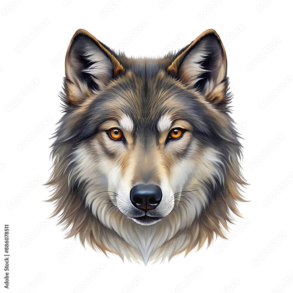 Fototapeta premium Wolf head on a transparent background, png