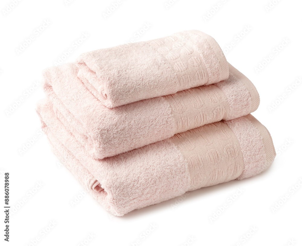 Stacked Cotton Towels isolated on White Background