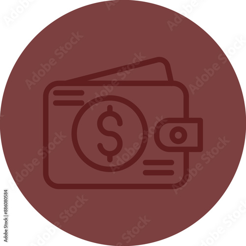 Wallet Vector Line Maroon Circle Maroon