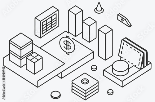 Ultimate Collection of Finance Isometric Illustrations Line Art