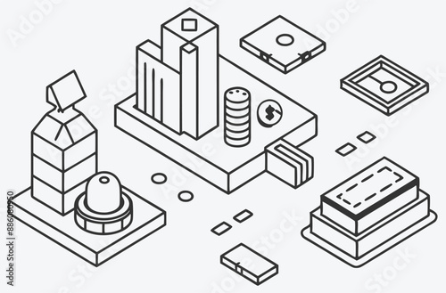 Ultimate Collection of Finance Isometric Illustrations Line Art