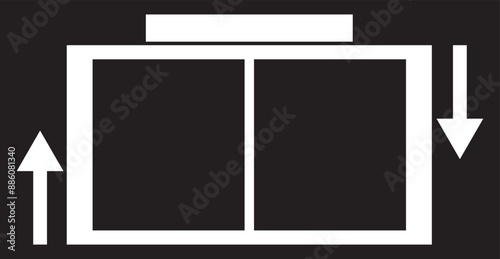 Elevator icon for buildings and commercial establishments. Concept of walking uphill with arrows on isolated white background