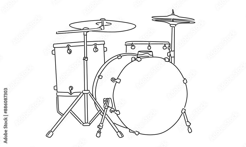 Line art of the drum set vector illustration Line art of the drum set vector illustration