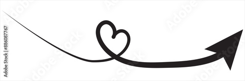 Black cursive arrow pointing to the top. vector illustration. EPS10/AI
