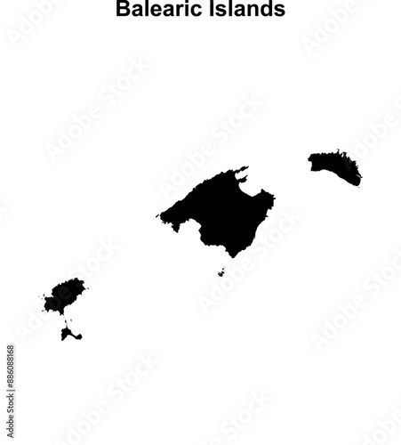 Balearic Islands blank outline map
